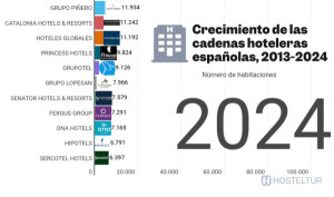 Ranking de evolución del crecimiento de las cadenas hoteleras 2013-2024